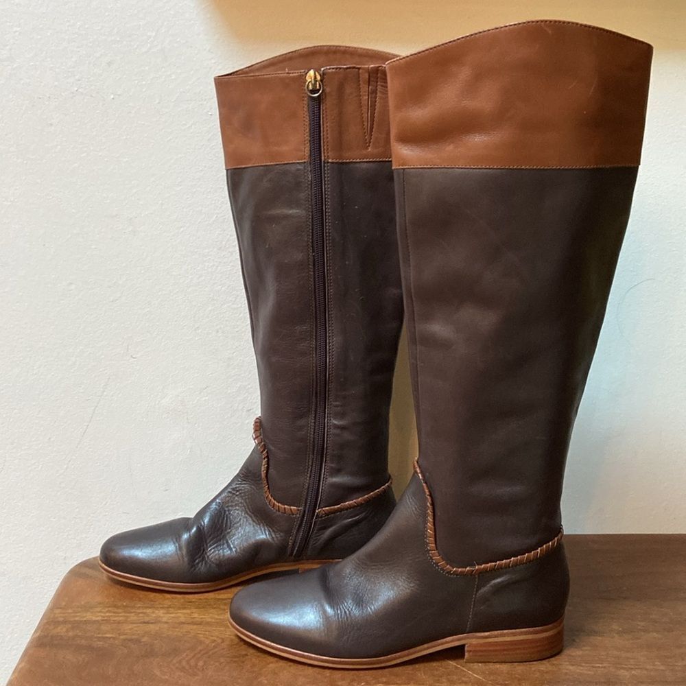 Jack Rogers Brown and Black Leather Riding Boots